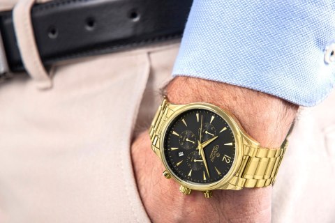 Zegarek Męski Giewont Chronograph Sapphire Złoto Czarny GW6310-B4 Giewont