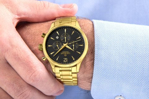Zegarek Męski Giewont Chronograph Sapphire Złoto Czarny GW6310-B4 Giewont