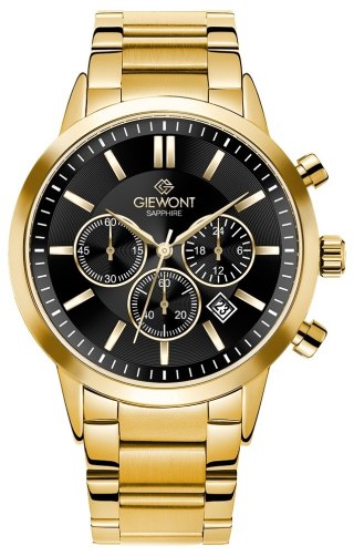 Zegarek Męski Giewont Chronograph Sapphire Złoto Czarny GW8510-B5 Giewont
