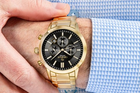 Zegarek Męski Giewont Chronograph Sapphire Złoto Czarny GW8510-B5 Giewont