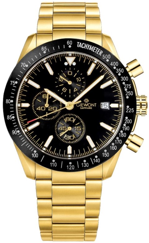 Zegarek Męski Giewont Chronograph Sapphire Złoto Czarny GW8720-B4 Giewont