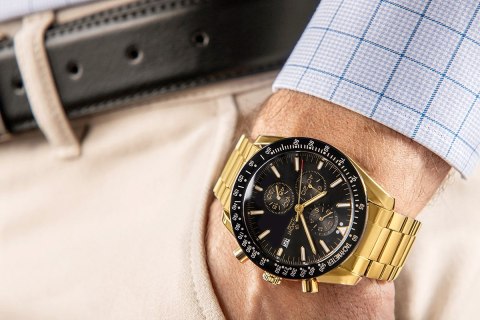 Zegarek Męski Giewont Chronograph Sapphire Złoto Czarny GW8720-B4 Giewont