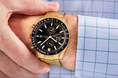 Zegarek Męski Giewont Chronograph Sapphire Złoto Czarny GW8720-B4 Giewont
