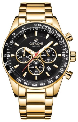 Zegarek Męski Giewont Chronograph Sapphire Złoto Czarny GW9140-B4 Giewont