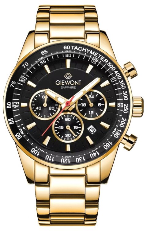 Zegarek Męski Giewont Chronograph Sapphire Złoto Czarny GW9140-B4 Giewont