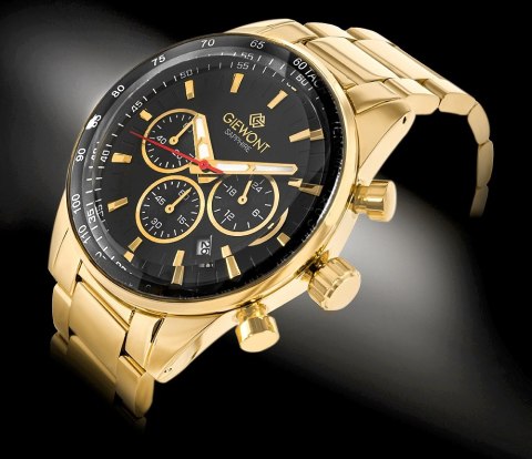 Zegarek Męski Giewont Chronograph Sapphire Złoto Czarny GW9140-B4 Giewont