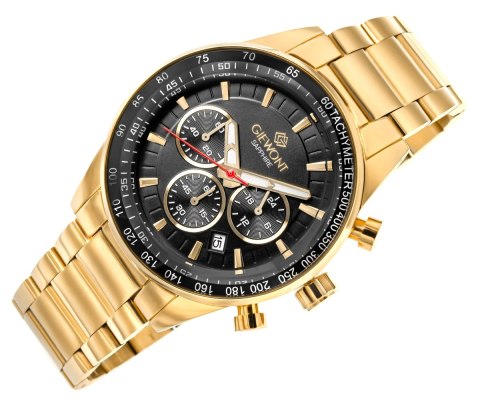 Zegarek Męski Giewont Chronograph Sapphire Złoto Czarny GW9140-B4 Giewont