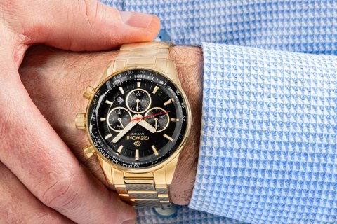 Zegarek Męski Giewont Chronograph Sapphire Złoto Czarny GW9140-B4 Giewont