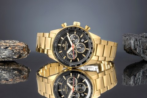 Zegarek Męski Giewont Chronograph Sapphire Złoto Czarny GW9140-B4 Giewont
