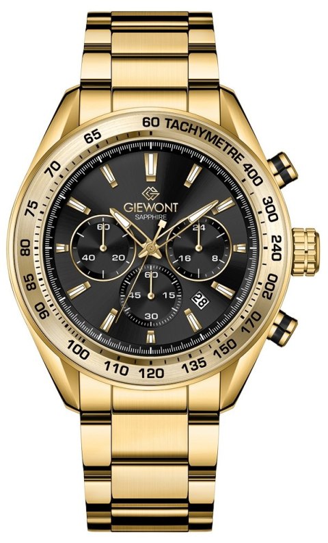 Zegarek Męski Giewont Chronograph Sapphire Złoto Czarny GW9580-B4 Giewont