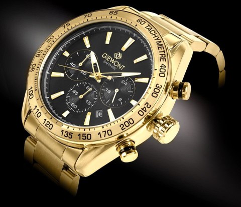 Zegarek Męski Giewont Chronograph Sapphire Złoto Czarny GW9580-B4 Giewont