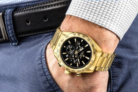Zegarek Męski Giewont Chronograph Sapphire Złoto Czarny GW9580-B4 Giewont