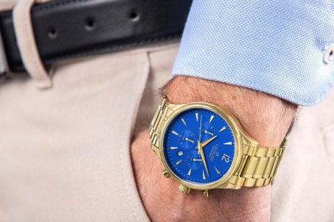 Zegarek Męski Giewont Chronograph Sapphire Złoto Niebieski GW6310-B5 Giewont