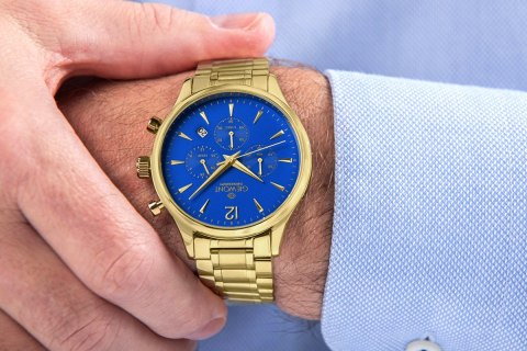 Zegarek Męski Giewont Chronograph Sapphire Złoto Niebieski GW6310-B5 Giewont