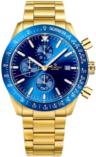 Zegarek Męski Giewont Chronograph Sapphire Złoto Niebieski GW8720-B6 Giewont