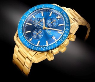 Zegarek Męski Giewont Chronograph Sapphire Złoto Niebieski GW8720-B6 Giewont