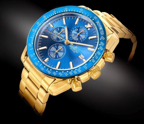 Zegarek Męski Giewont Chronograph Sapphire Złoto Niebieski GW8720-B6 Giewont