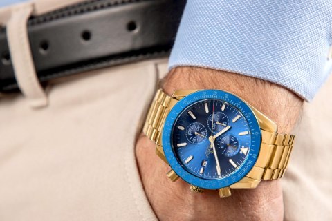 Zegarek Męski Giewont Chronograph Sapphire Złoto Niebieski GW8720-B6 Giewont
