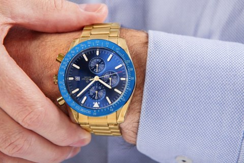 Zegarek Męski Giewont Chronograph Sapphire Złoto Niebieski GW8720-B6 Giewont