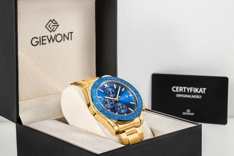 Zegarek Męski Giewont Chronograph Sapphire Złoto Niebieski GW8720-B6 Giewont