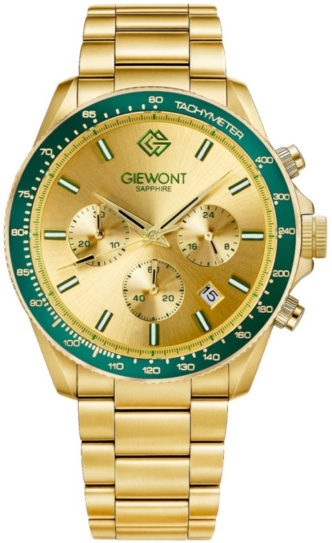 Zegarek Męski Giewont Chronograph Sapphire Złoto Zielony GW3520-B6 Giewont