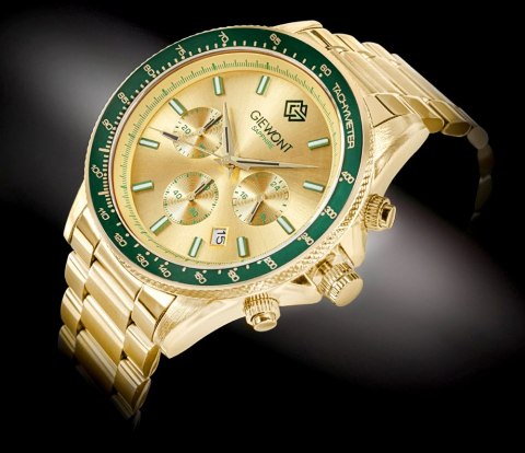 Zegarek Męski Giewont Chronograph Sapphire Złoto Zielony GW3520-B6 Giewont