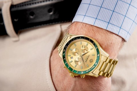 Zegarek Męski Giewont Chronograph Sapphire Złoto Zielony GW3520-B6 Giewont