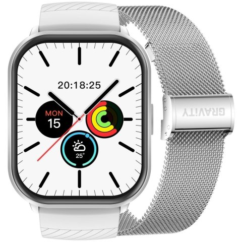 Smartwatch Gravity Srebrny Pasek + Bransoleta GT43-2 Gravity