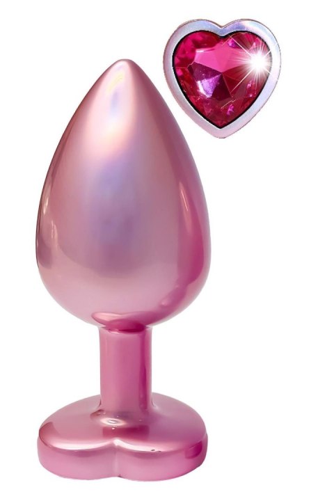 Korek analny aluminiowy Gleaming Love różowy z serduszkiem duży Dream Toys