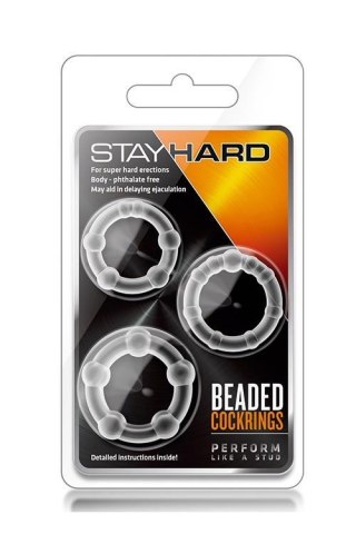 Pierścienie na penisa Stay Hard z koralikami przezroczyste Blush