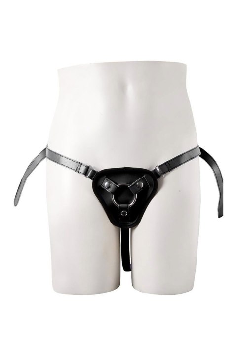 STRAPON BLACK PU HARNESS WITH TWO RINGS TONGA
