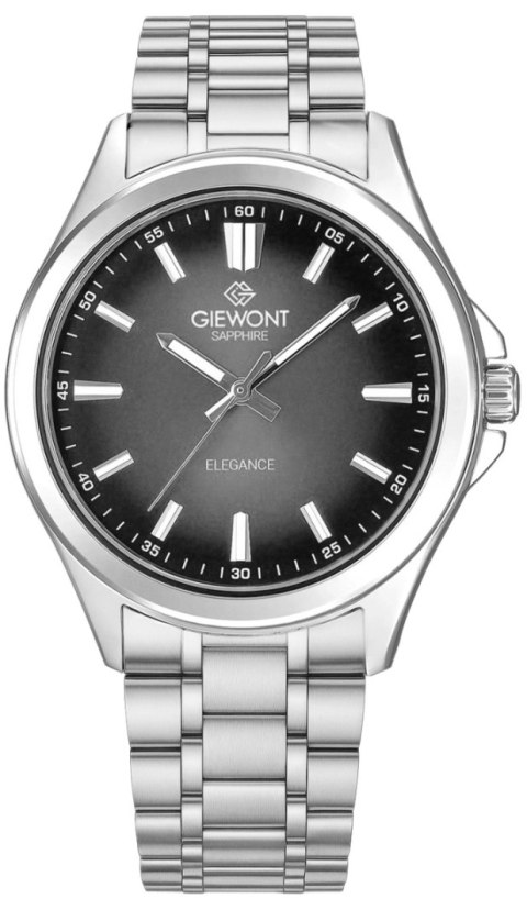 Zegarek Męski Giewont Elegance Sapphire Srebrno Czarny GW5160-B2 Giewont