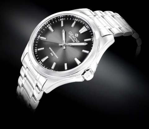 Zegarek Męski Giewont Elegance Sapphire Srebrno Czarny GW5160-B2 Giewont