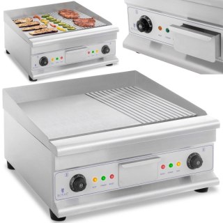Grill płyta grillowa podwójna gładka ryflowana z szufladą na tłuszcz 230 V 2x 3200 W Royal catering