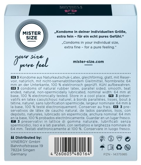 Prezerwatywy wegańskie Mister Size 64 mm 3 sztuki Mister Size