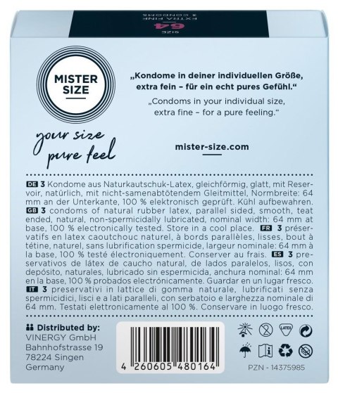 Prezerwatywy wegańskie Mister Size 64 mm 3 sztuki Mister Size