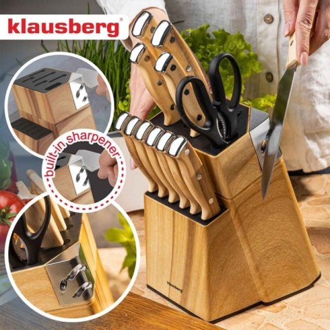 ZESTAW NOŻY KUCHENNYCH I DO STEKÓW W BLOKU KLAUSBERG KB-9038 Klausberg