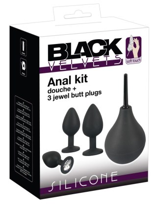Zestaw analny Black Velvets z prysznicem i trzema korkami Black Velvets