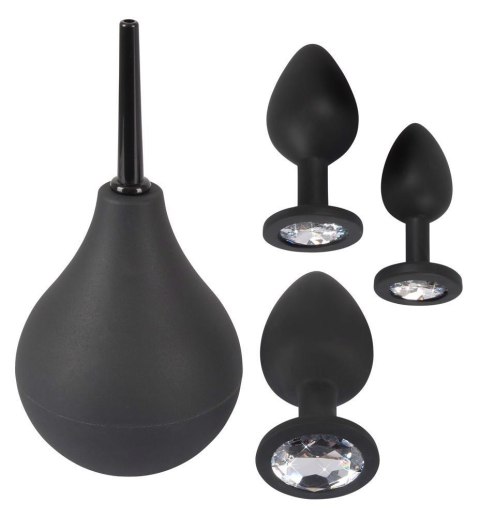Zestaw analny Black Velvets z prysznicem i trzema korkami Black Velvets