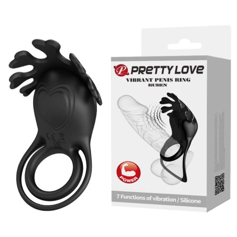 PRETTY LOVE - VIBRANT PENIS RING RUBEN Black, 7 vibration functions Baile - Boys of Toys Sp. z. o.o. (dystrybutor)