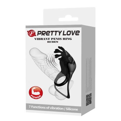 PRETTY LOVE - VIBRANT PENIS RING RUBEN Black, 7 vibration functions Baile - Boys of Toys Sp. z. o.o. (dystrybutor)