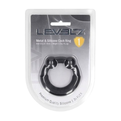 Metal and Silicone Cockring - Black SHOTS