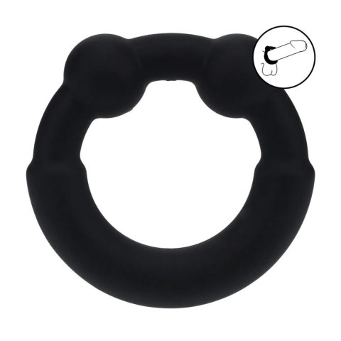 Metal and Silicone Cockring - Black SHOTS