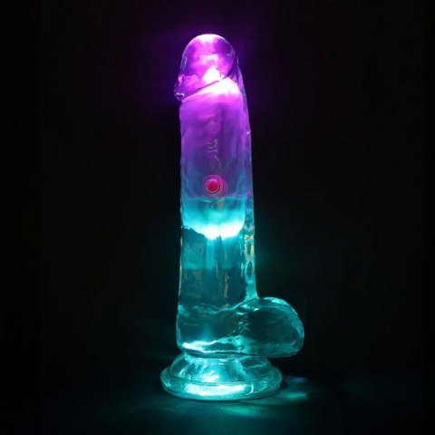 LED Vibrating Straight Cock with Balls - 15 cm - Transparent RealRock