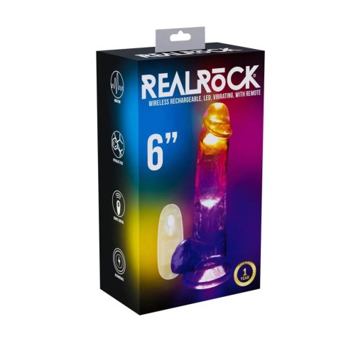 LED Vibrating Straight Cock with Balls - 15 cm - Transparent SHOTS