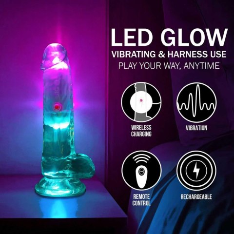 LED Vibrating Straight Cock with Balls - 15 cm - Transparent SHOTS