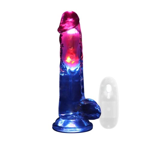 LED Vibrating Straight Cock with Balls - 20 cm - Transparent RealRock