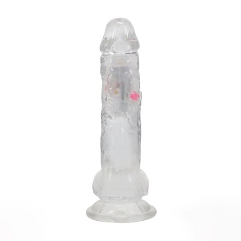 LED Vibrating Straight Cock with Balls - 20 cm - Transparent RealRock