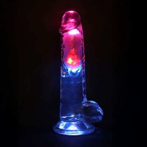 LED Vibrating Straight Cock with Balls - 20 cm - Transparent RealRock