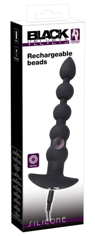 Łańcuch kulkowy analny wibrujący Black Velvets silikon USB 21 cm Black Velvets
